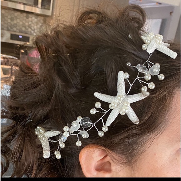 Pearl Sea Theme Starfish Hair Headband costume wedding approx 21” long - Picture 3 of 6